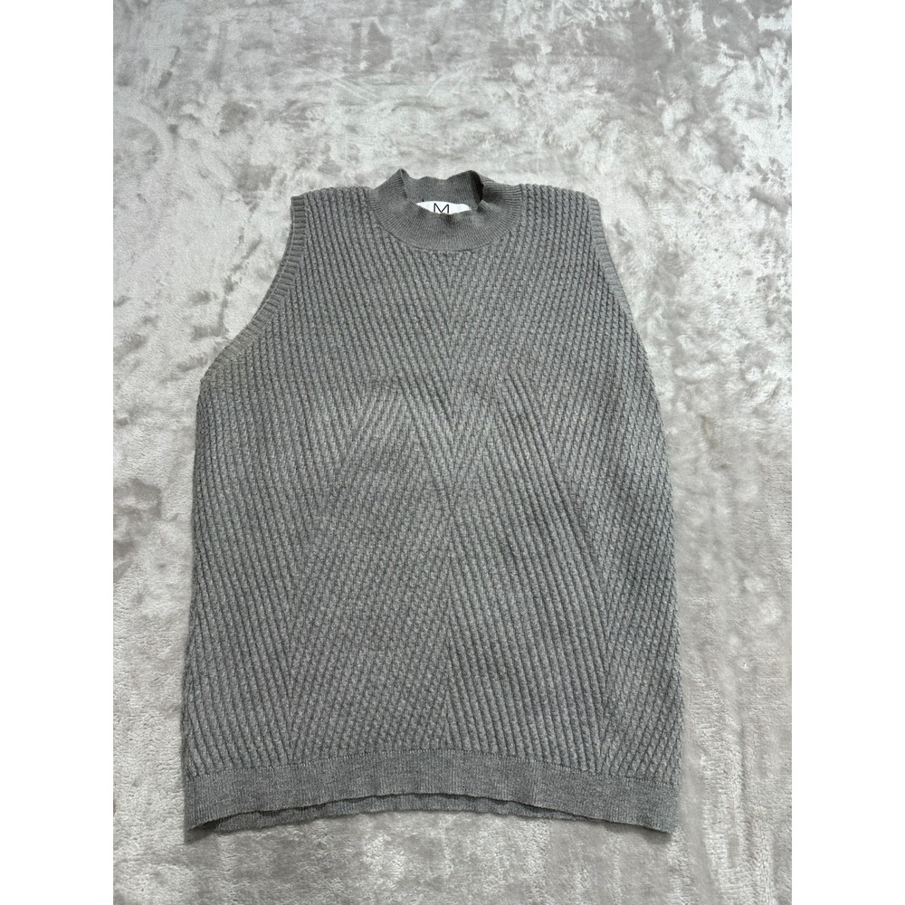 Magaschoni Knit Sweater Vest Womens Size Medium Gray Ribbed Pattern EUC